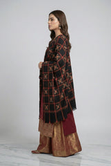 Royal Black Woven Embroidery Shawl