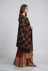 Royal Black Woven Embroidery Shawl