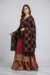 Royal Black Woven Embroidery Shawl
