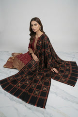 Royal Black Woven Embroidery Shawl